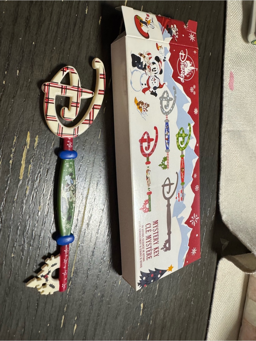 Disney Plaid & Green Holiday Mystery Key Ornament